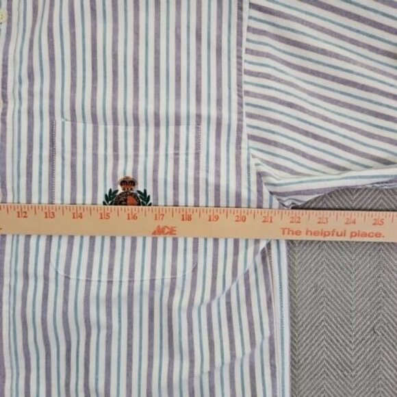 Vintage INC International Concepts Shirt Men's Small White Purple Striped Cotton - Picture 3 of 15